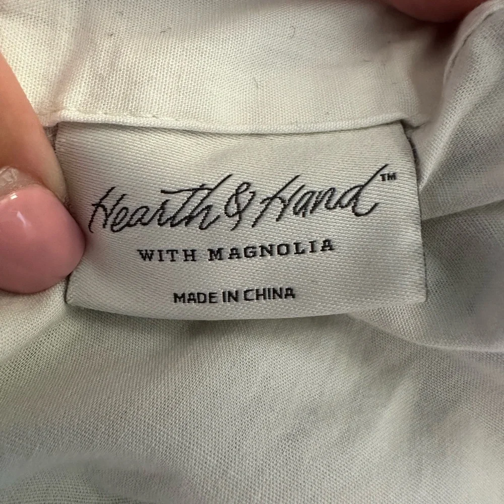 Hearth & Hand Magnolia King Linen Blend Stripe Duvet Cover Farmhouse Neutral - Picture 2 of 9